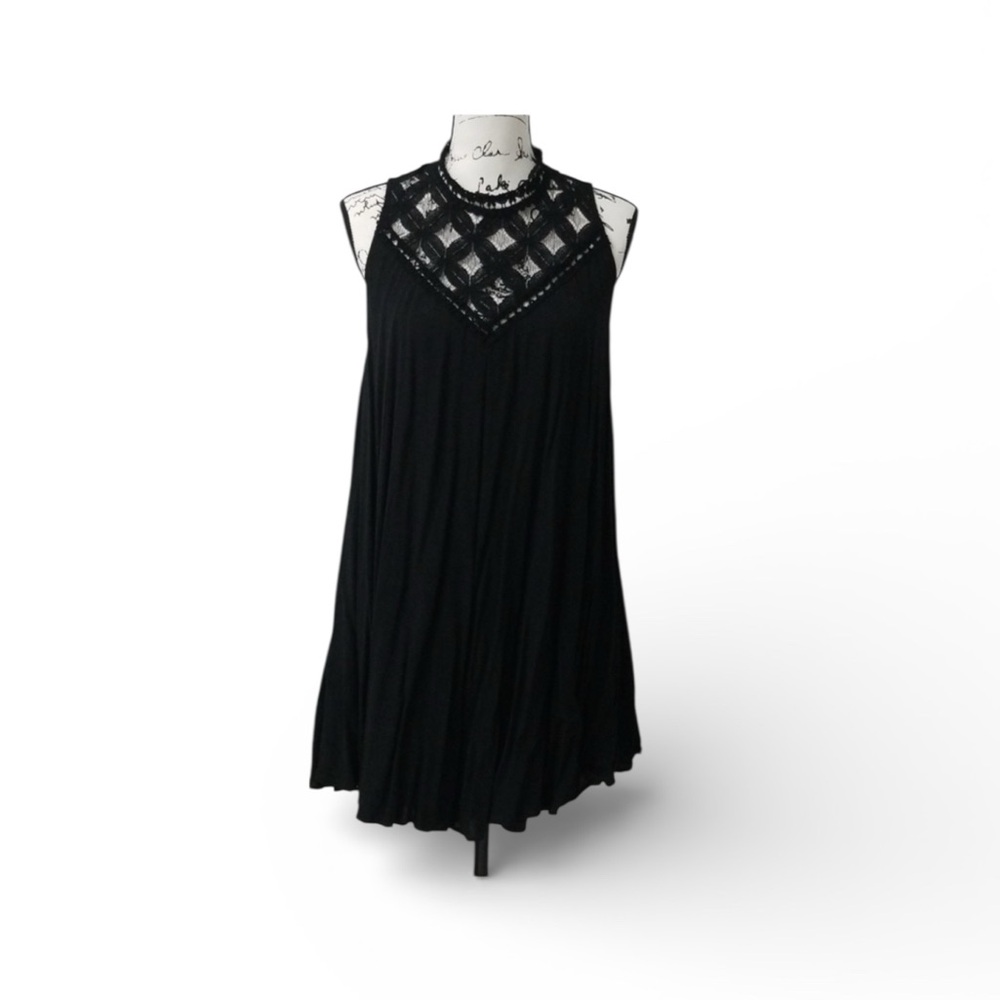 SHE & SKY SLEEVELESS LACE CUT BOHO DRESS black Size Small